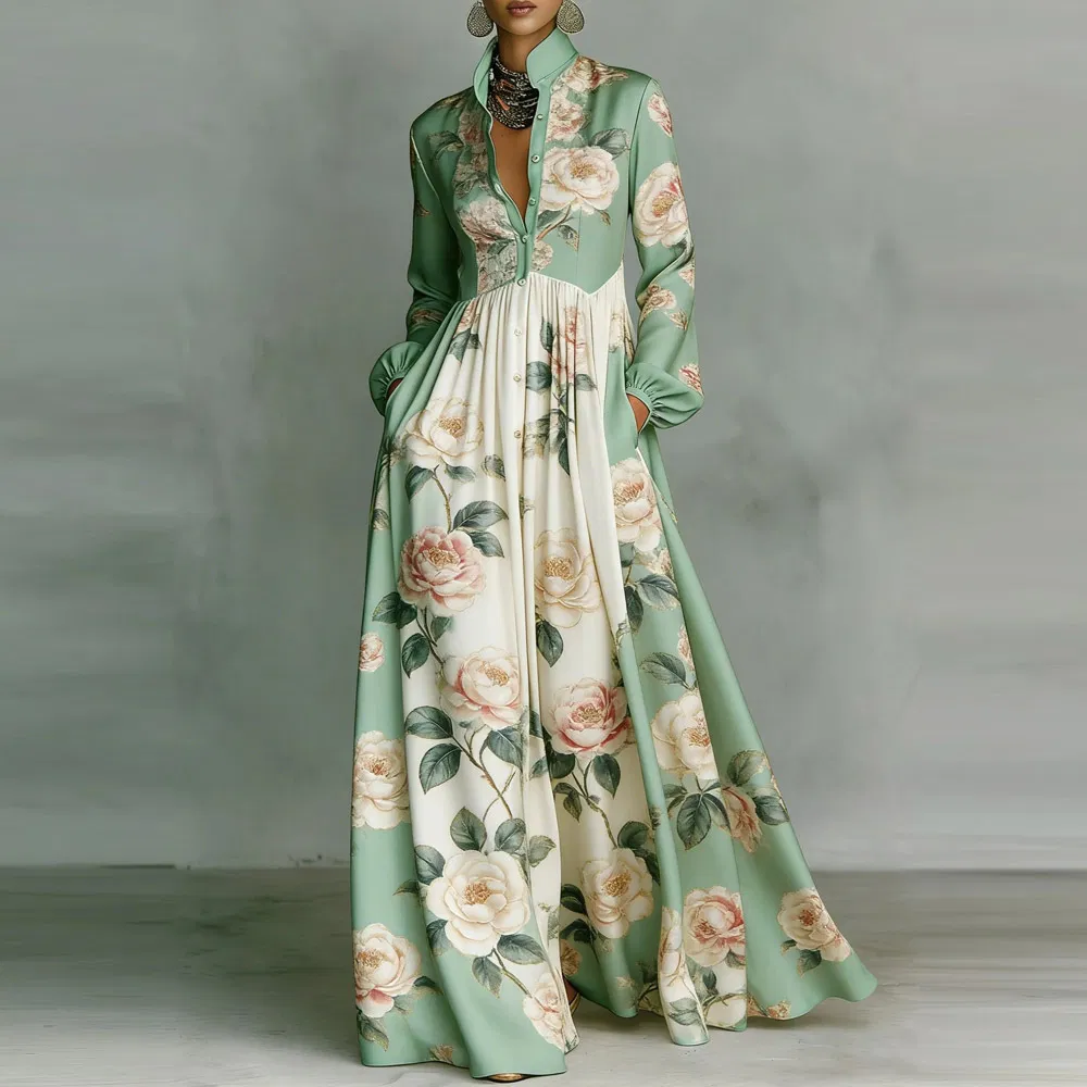 Vestido Casual Retrô para Mulheres em Estilo Europeu