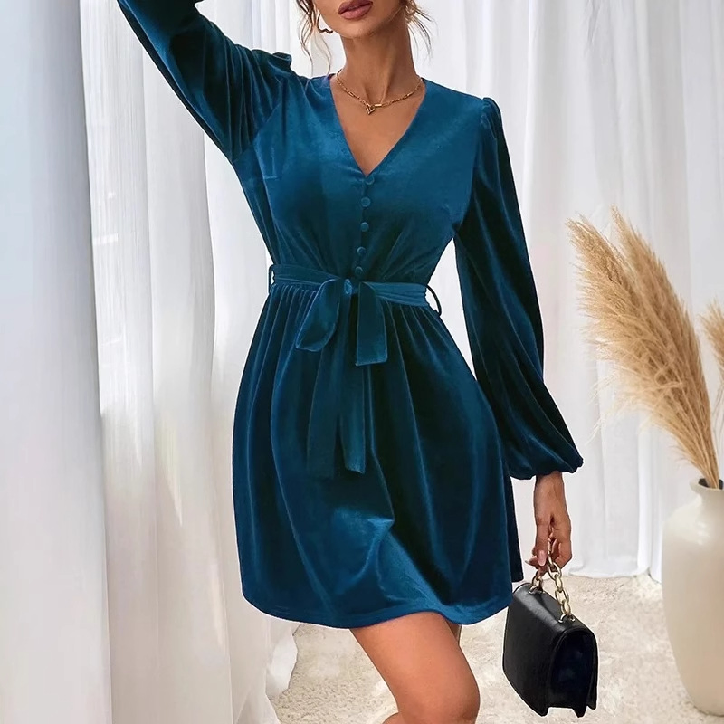 Vestido Mini Estiloso com Mangas Longas e Silhueta Solta para Uso Casual, Roupas Femininas