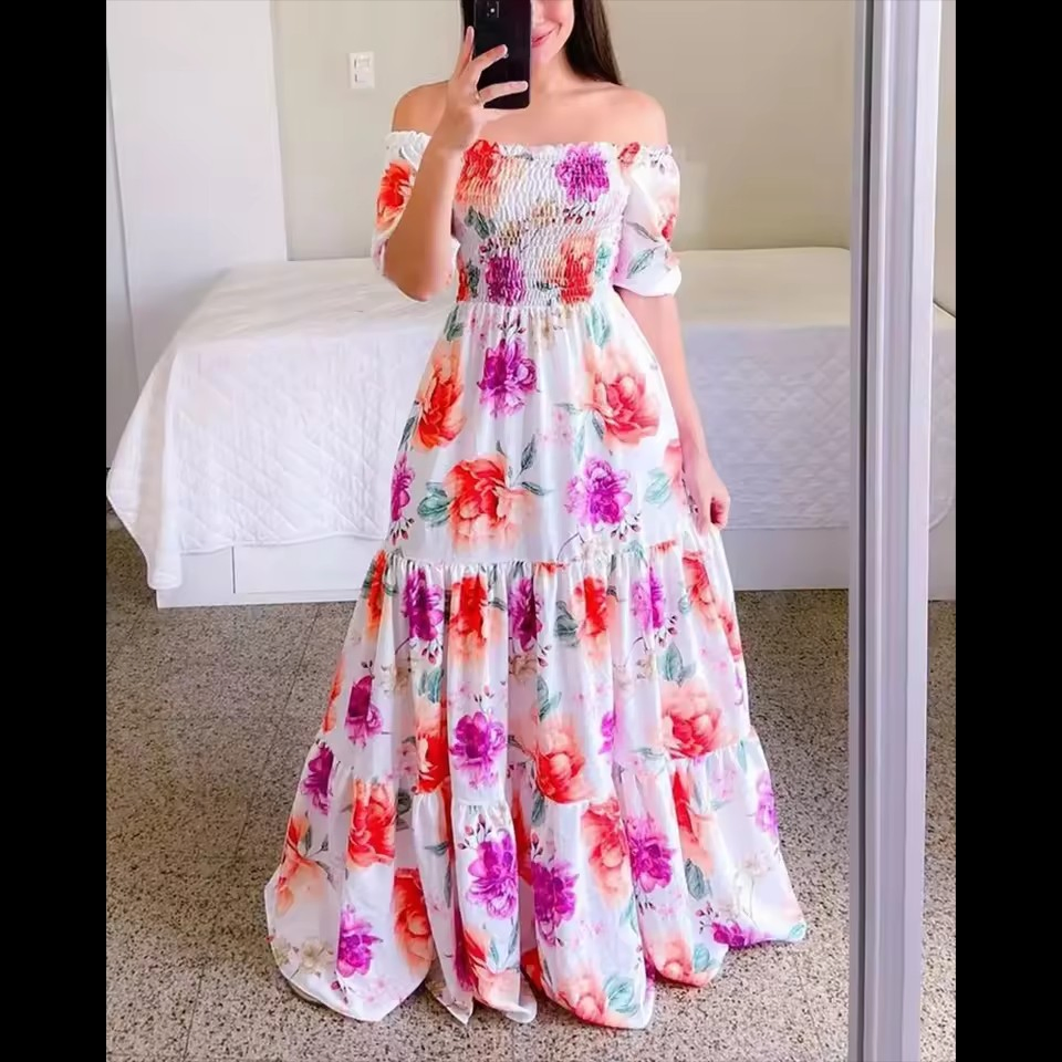 Vestido Casual Feminino Boêmio de Alta Qualidade com Rendas Tie-Dye e Estampa Destacável. Roupas Fashion no Estilo Boêmio