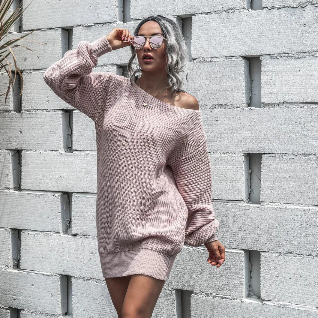 Vestido Sexy Tricotado para Mulheres Outono Inverno