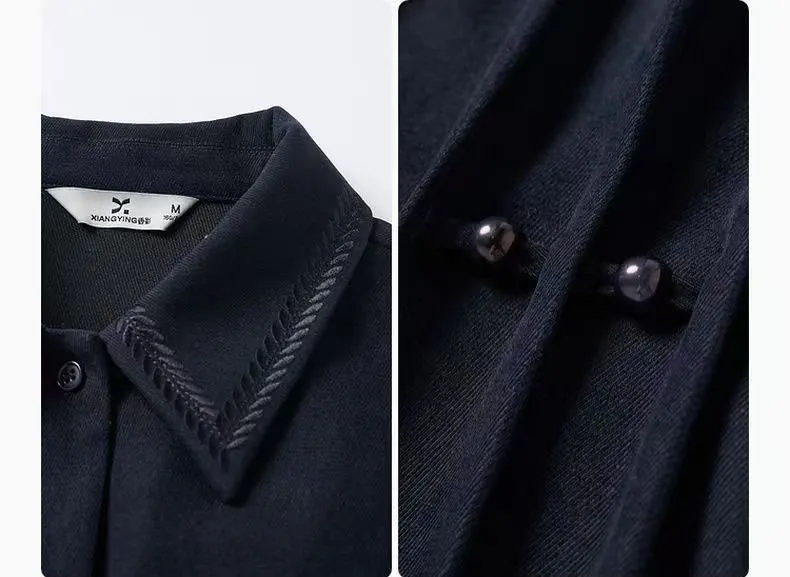 Novo Estilo Estilo Francês Blusa Vestido Casual de Manga Longa com Gola Ajustada para o Dia