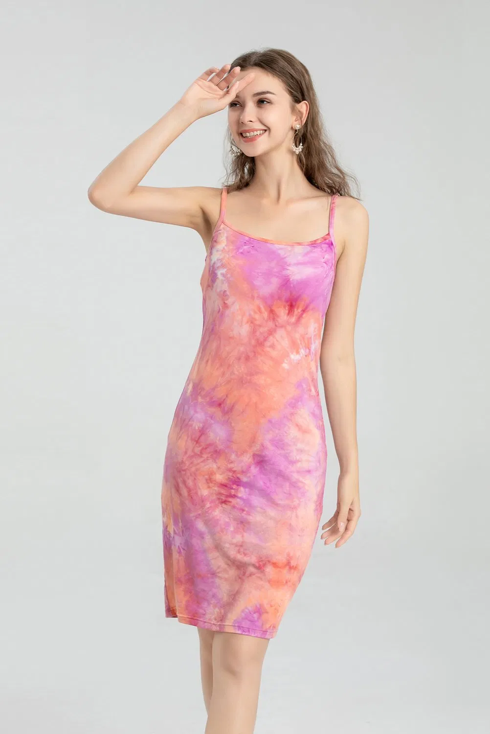 Vestido de Verão Casual Largura Solta em Algodão com Alças Finas para Meninas
