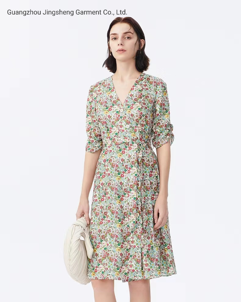 Vestidos de Verão Casuais Florais com Poás Boho para Praia e Noite Atacado na China Vestuário Feminino para Festa