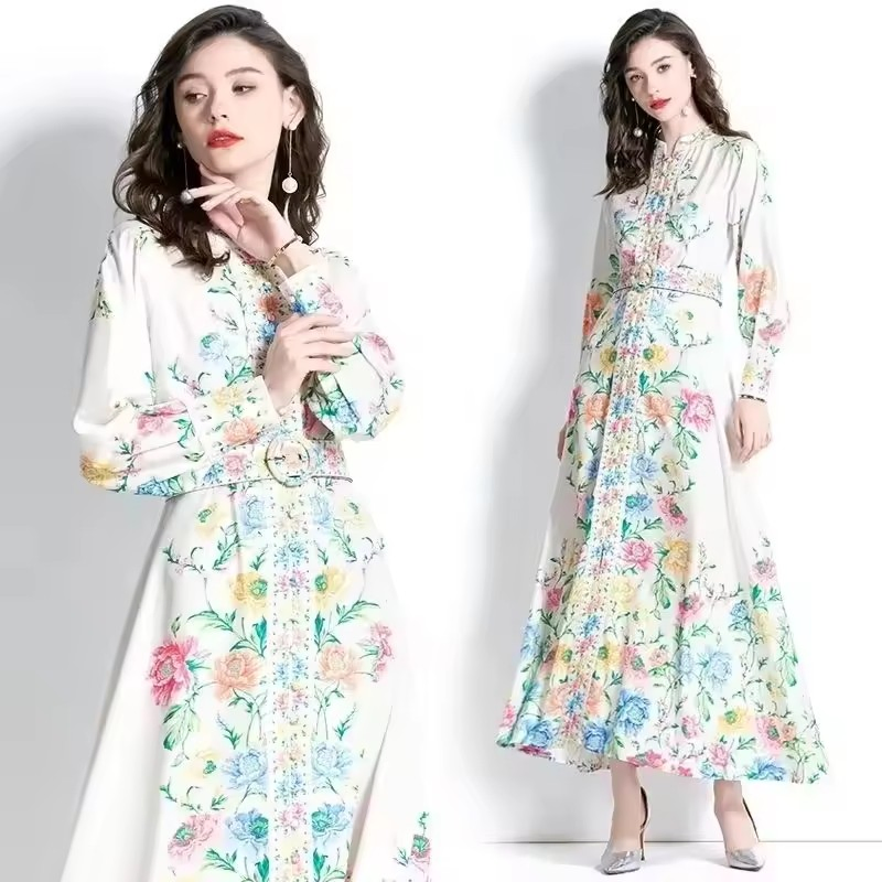 Vestidos Maxi Florais Ecológicos para Mulheres, Conforto em Chiffon
