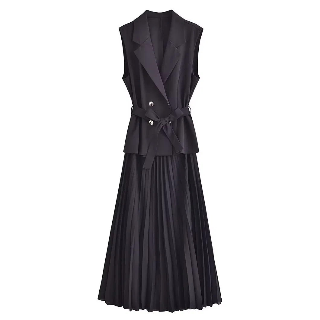 Vestido Midi Plissado Casual
