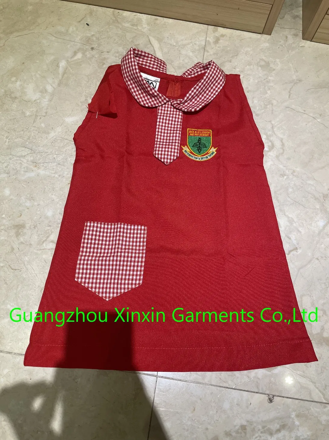 Vestidos de Uniforme Escolar para Meninas com Manga Curta, Botão Frontal, Casual, Vestido A-Line (U2521)