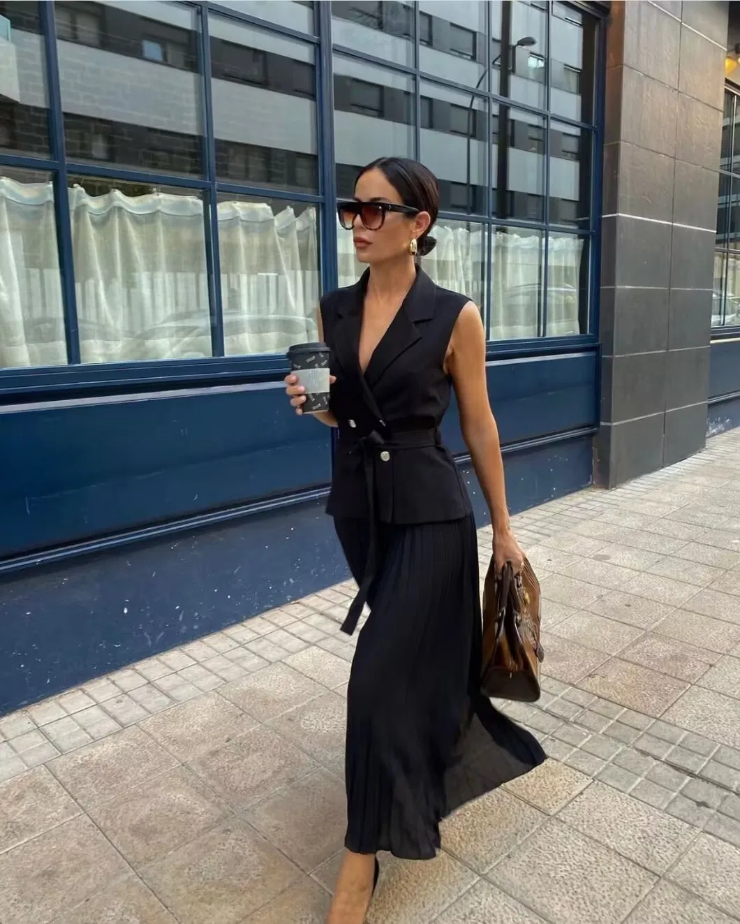 Vestido Midi Plissado Casual