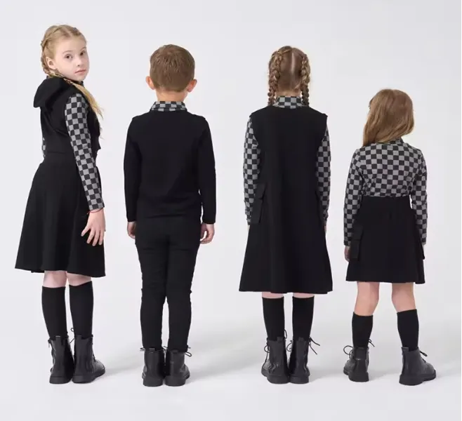 Verifique a Coleção de Algodão para Crianças Meninas Meninos Outono Inverno Vestido com Bolsos Roupas de Combinação Familiar Roupas Casuais em Xadrez