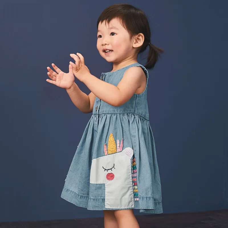 Vestido Casual de Verão de Algodão Sem Mangas de Alta Qualidade por Atacado em Estoque para Meninas Crianças