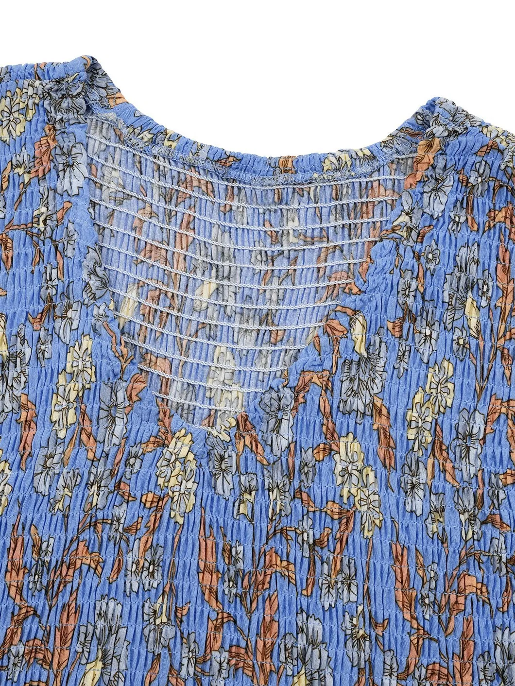 Vestido Casual Primavera Verão Estilo Fresco Estampado Decote em V Manga Voando Estilo Boho