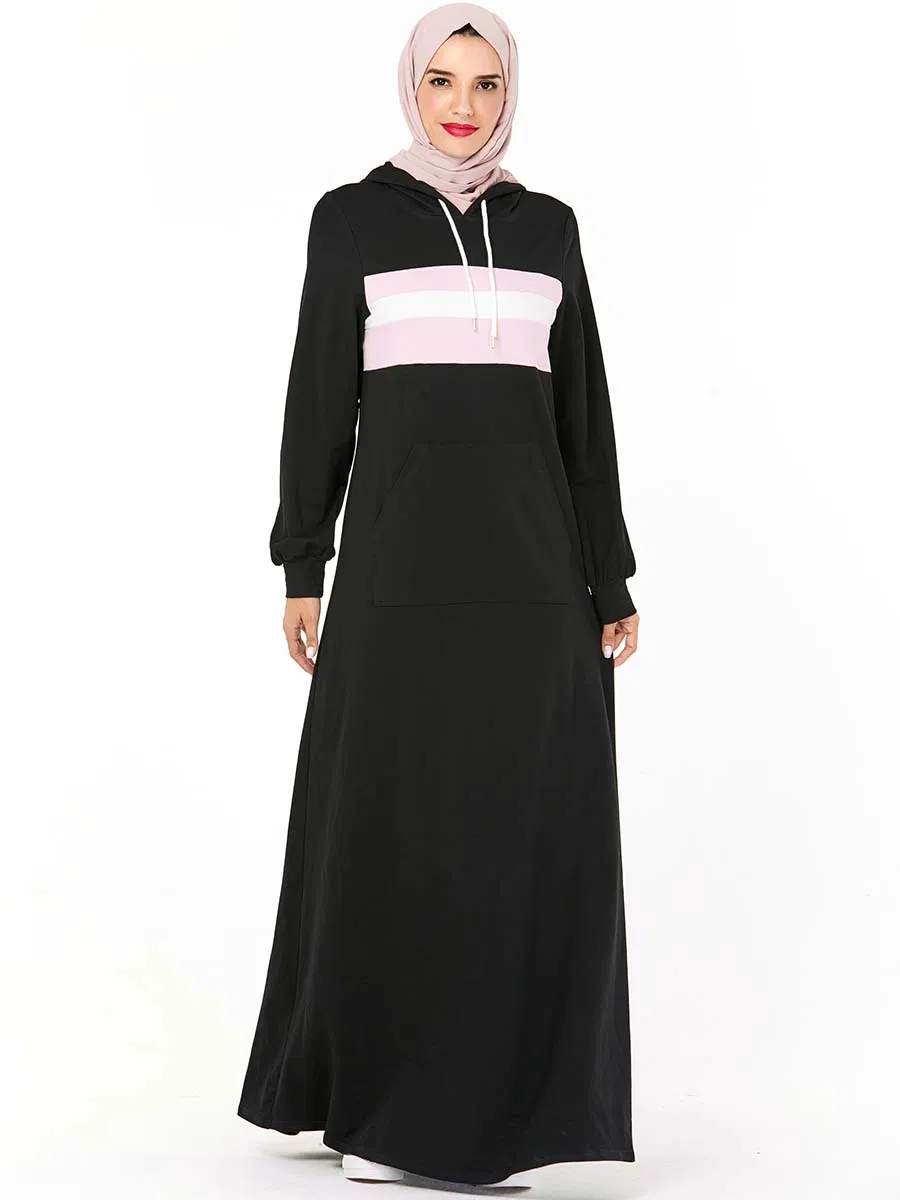 Vestido Maxi Casual com Moletom de Manga Longa para Mulheres, Conjunto de Jogging, Suéter Slim