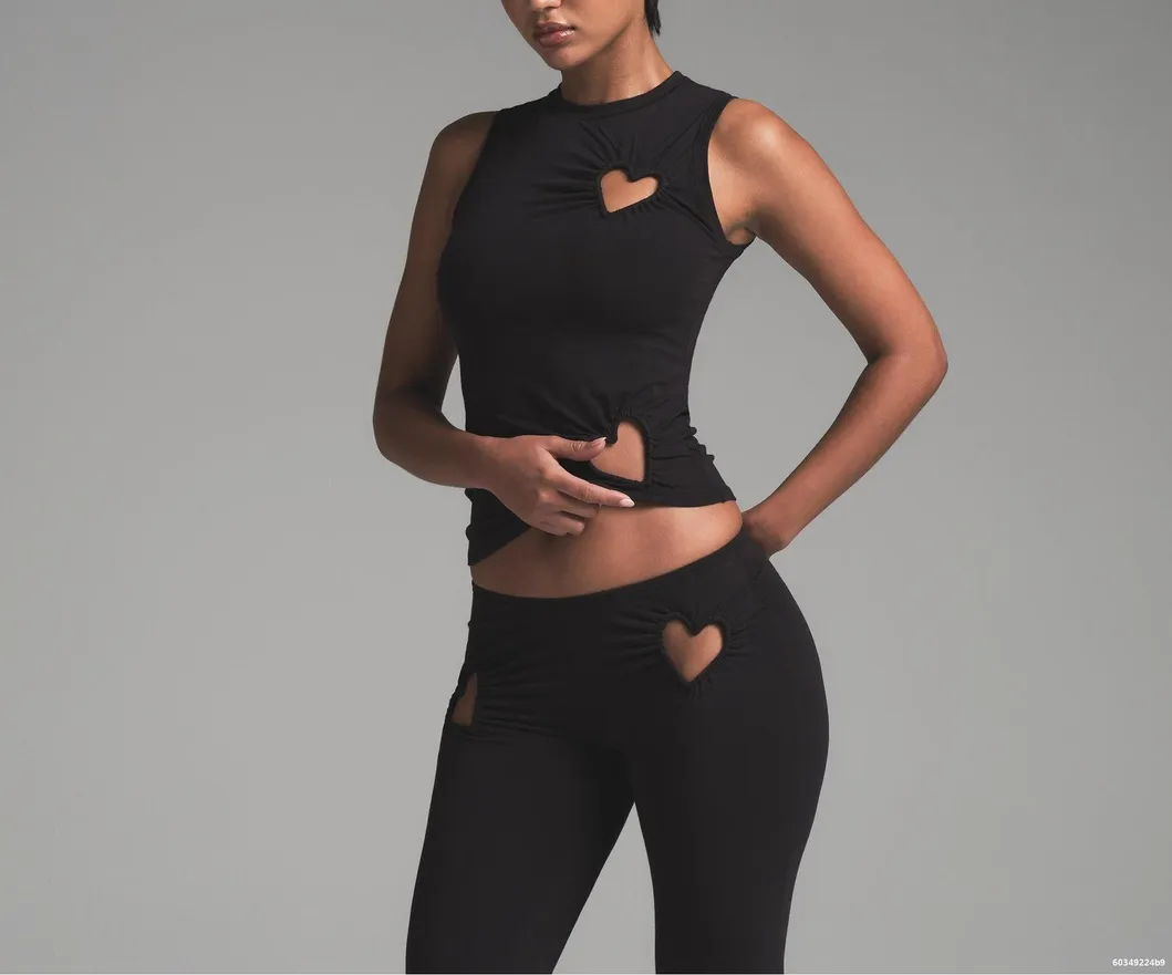 Vestido Mini de Coração em Jersey de Algodão Casual