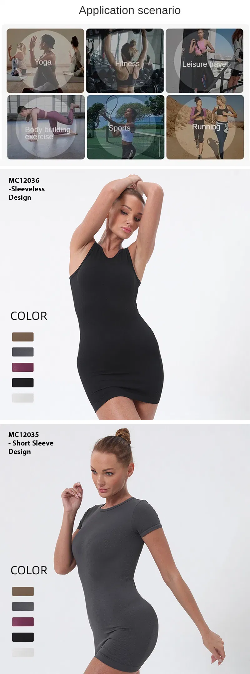 Vestidos Atléticos Casuais Sem Costura para Golfe e Tênis