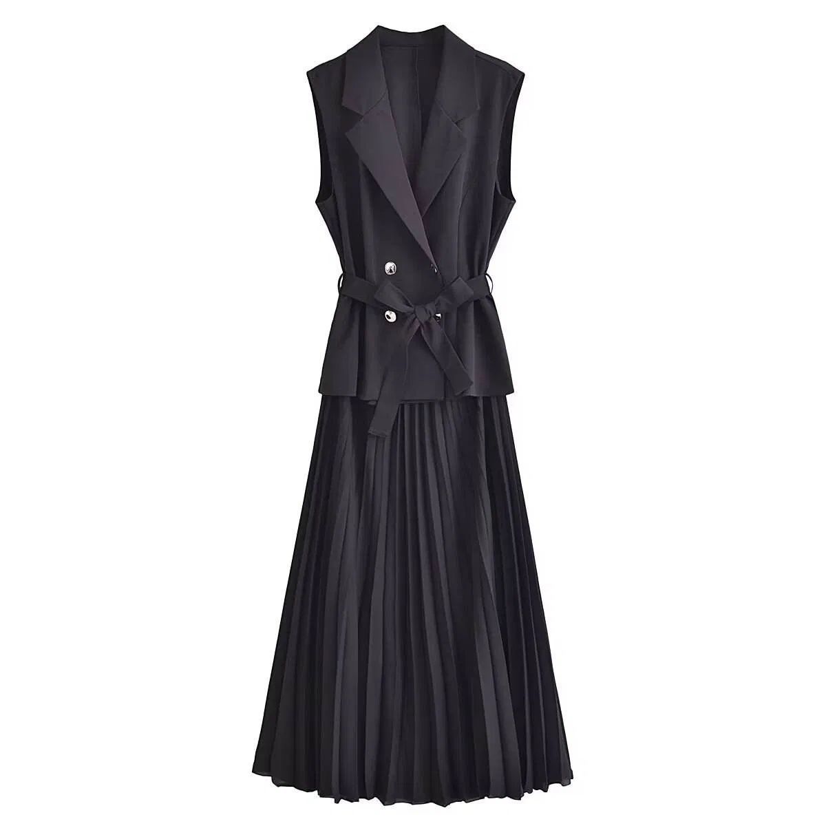 Vestido Midi Plissado Casual para Mulheres em Estilos Sólidos e Estampados