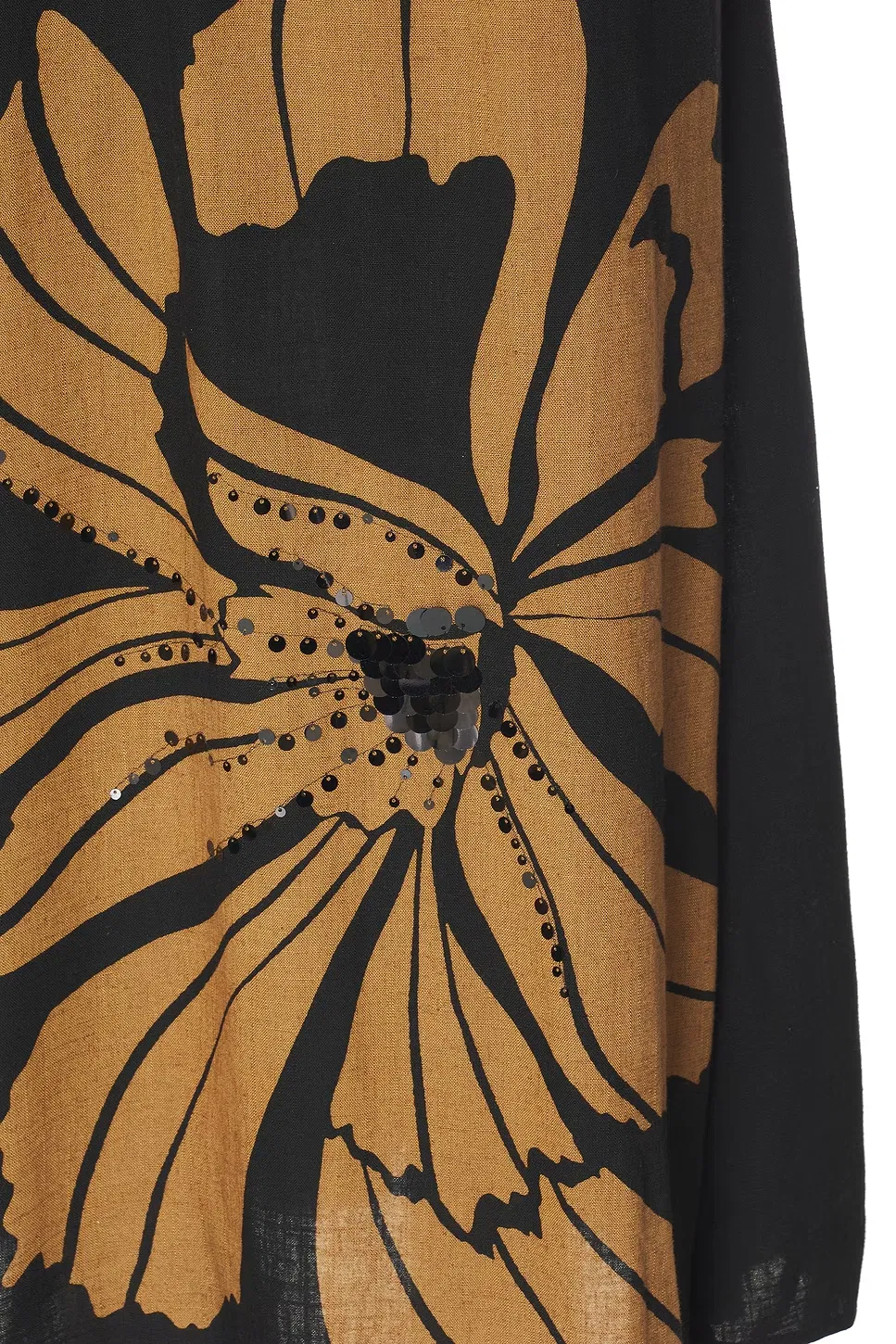 Vestido Midi de Vacança com Alças Finas, Decote em V, Cintura Ajustada, Floral Preto e Marrom, Feminino, OEM