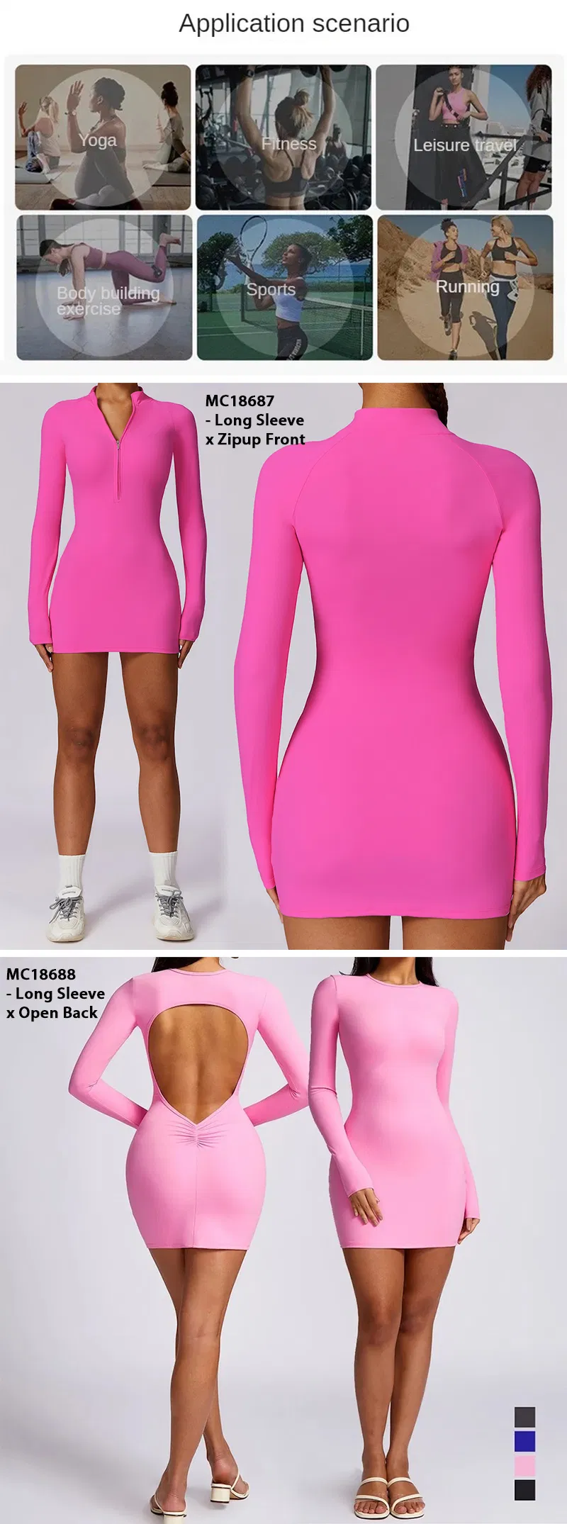 Vestido desportivo de manga comprida