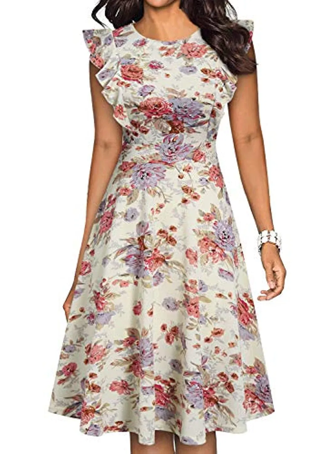 Vestidos de Festa Casuais em A Linha com Renda Floral Vintage para Mulheres