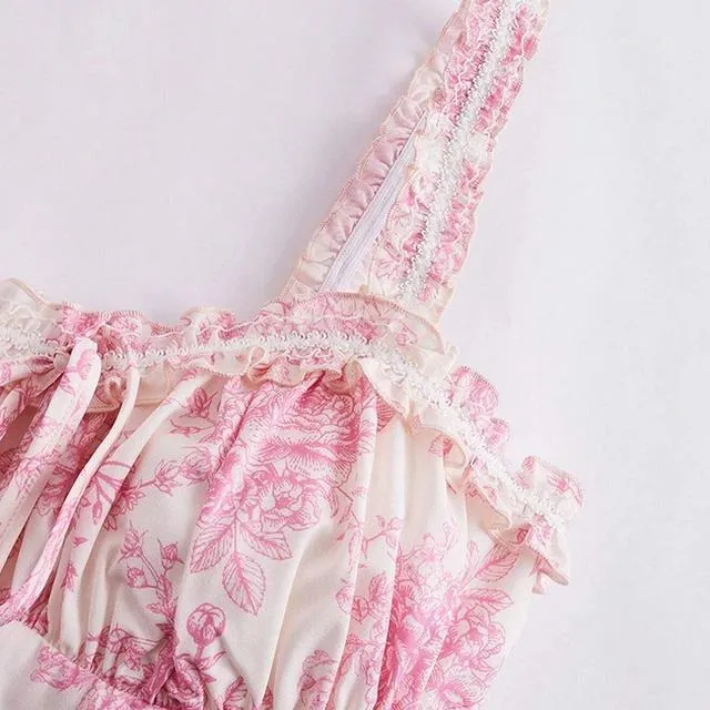 Vestido Floral Sem Mangas Casual Boho Mini