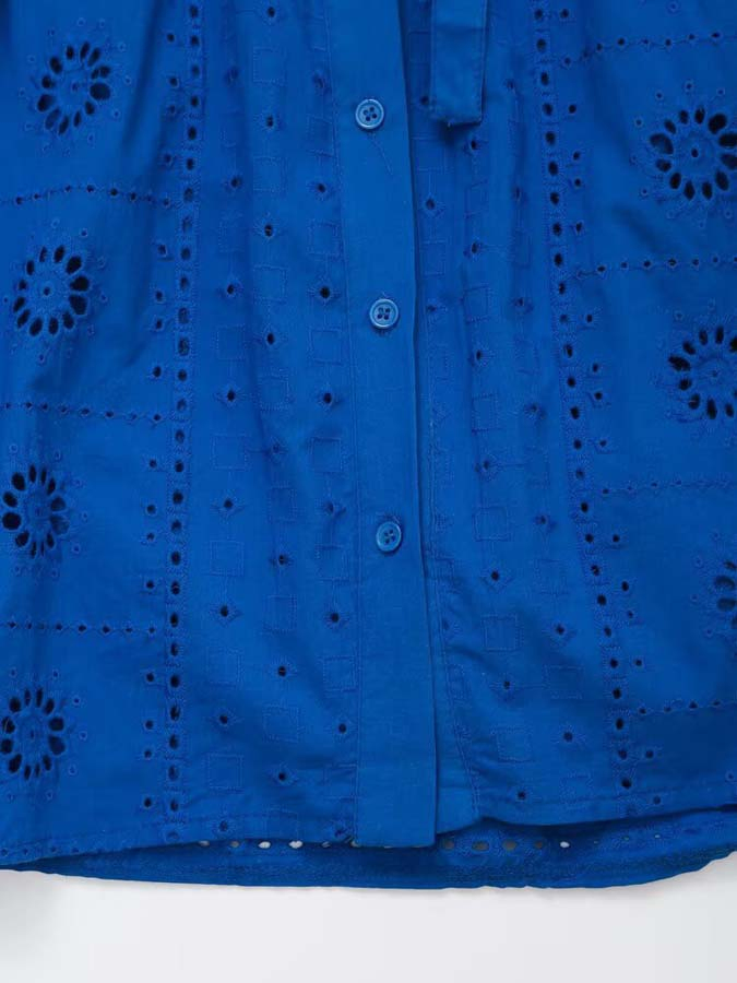 Vestido de viagem para meninas, casual, personalizável, com renda, laser, flor, cor sólida azul marinho