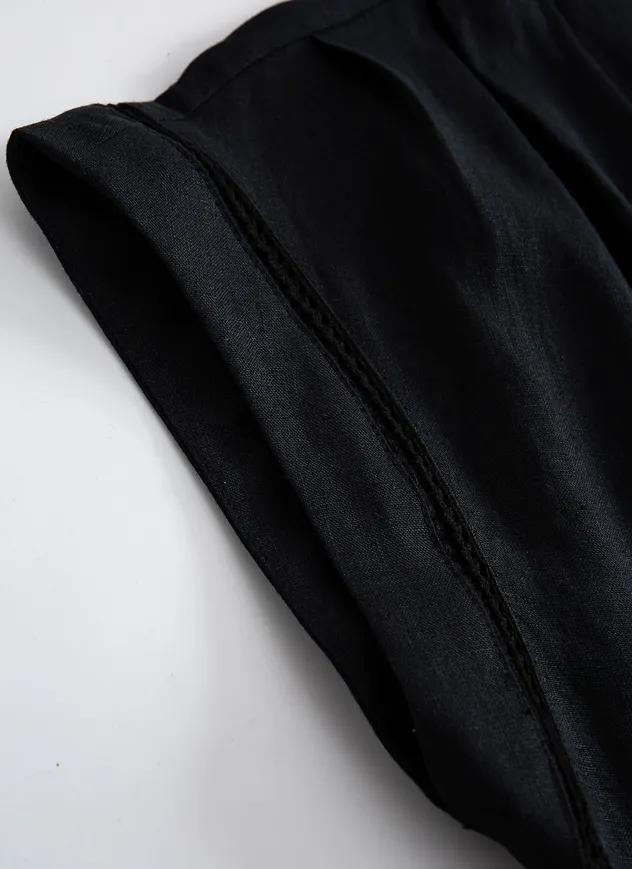 Vestido Casual Elegante com Cinto na Cintura e Mangas Curtas para Mulheres em Linho