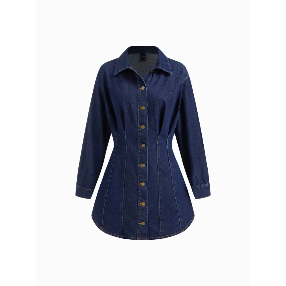Vestido de Camisa de Denim Feminino
