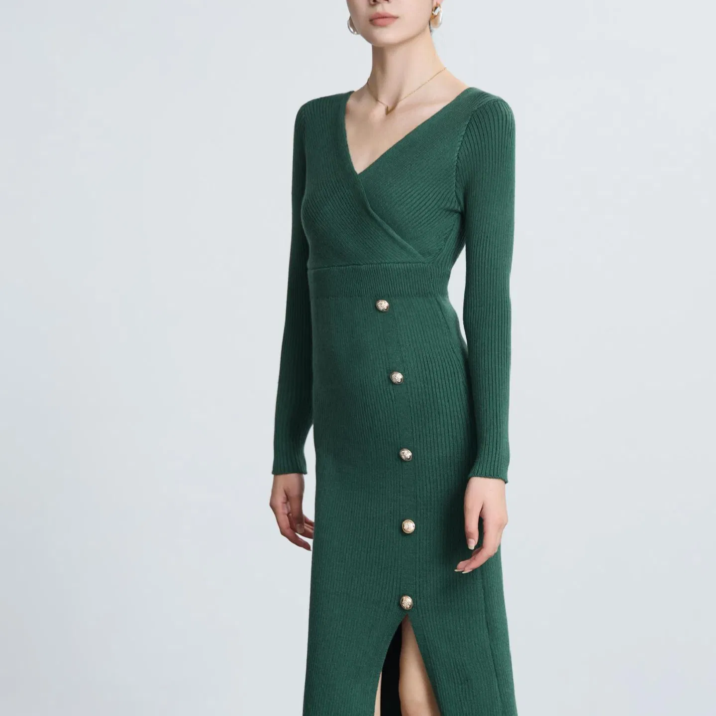 2025 Vestido de Malha Casual Feminino Midi