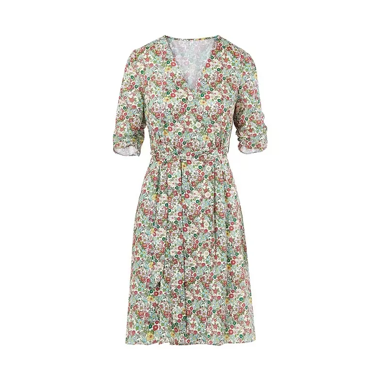 Vestidos de Verão Casuais Florais com Poás Boho para Praia e Noite Atacado na China Vestuário Feminino para Festa