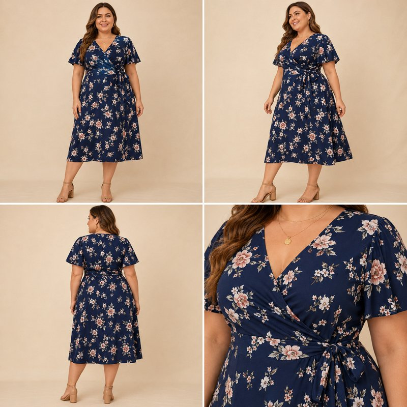 Fornecedor de Vestido Casual Plus Size para Mulheres, Ajuste Solto, para Uso Diário, Viagens e Moda Curvilínea