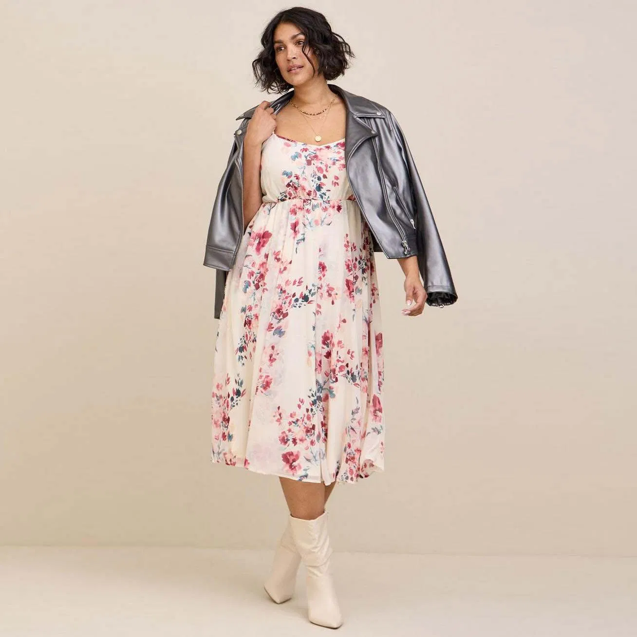 Vestido midi slip floral de cintura alta slim casual de moda personalizado de fábrica