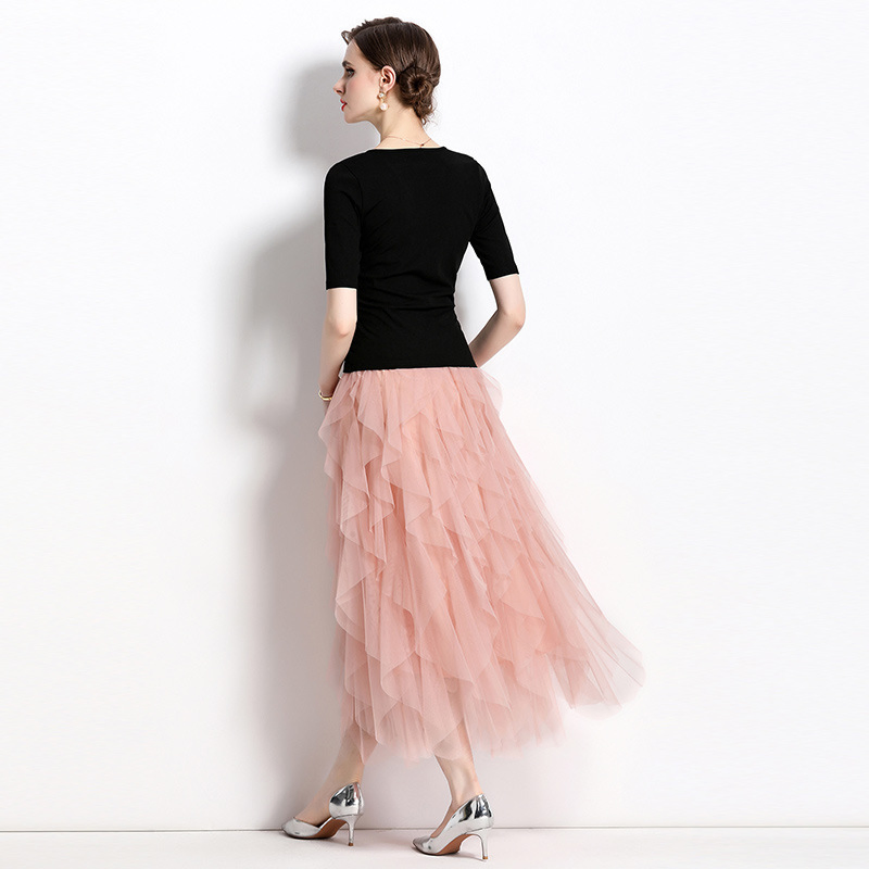 Vestido de Verão em Conjunto de Saia Casual e Camiseta Fashion Gentil