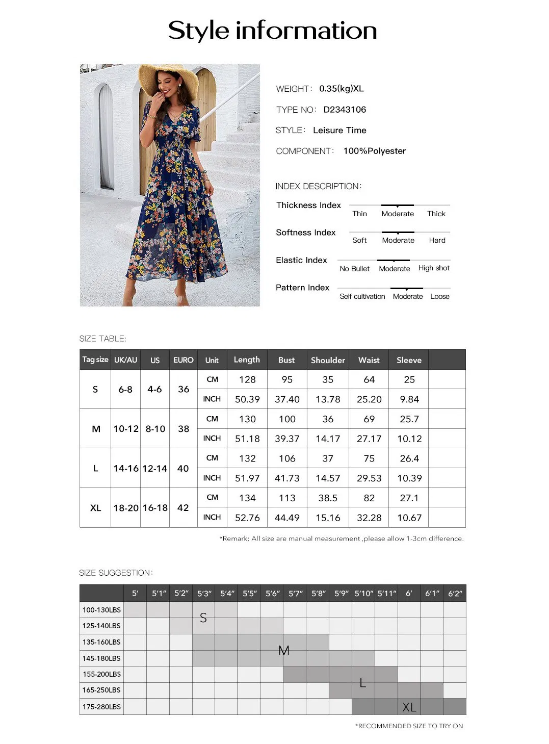 Vestido Floral com Decote em V para Mulheres