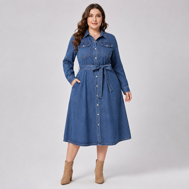 Vestido de Manga Longa com Decote em V Estilo Novo para Mulheres, Vestido Casual Fabricante para Cafeteria e Viagem na Cidade