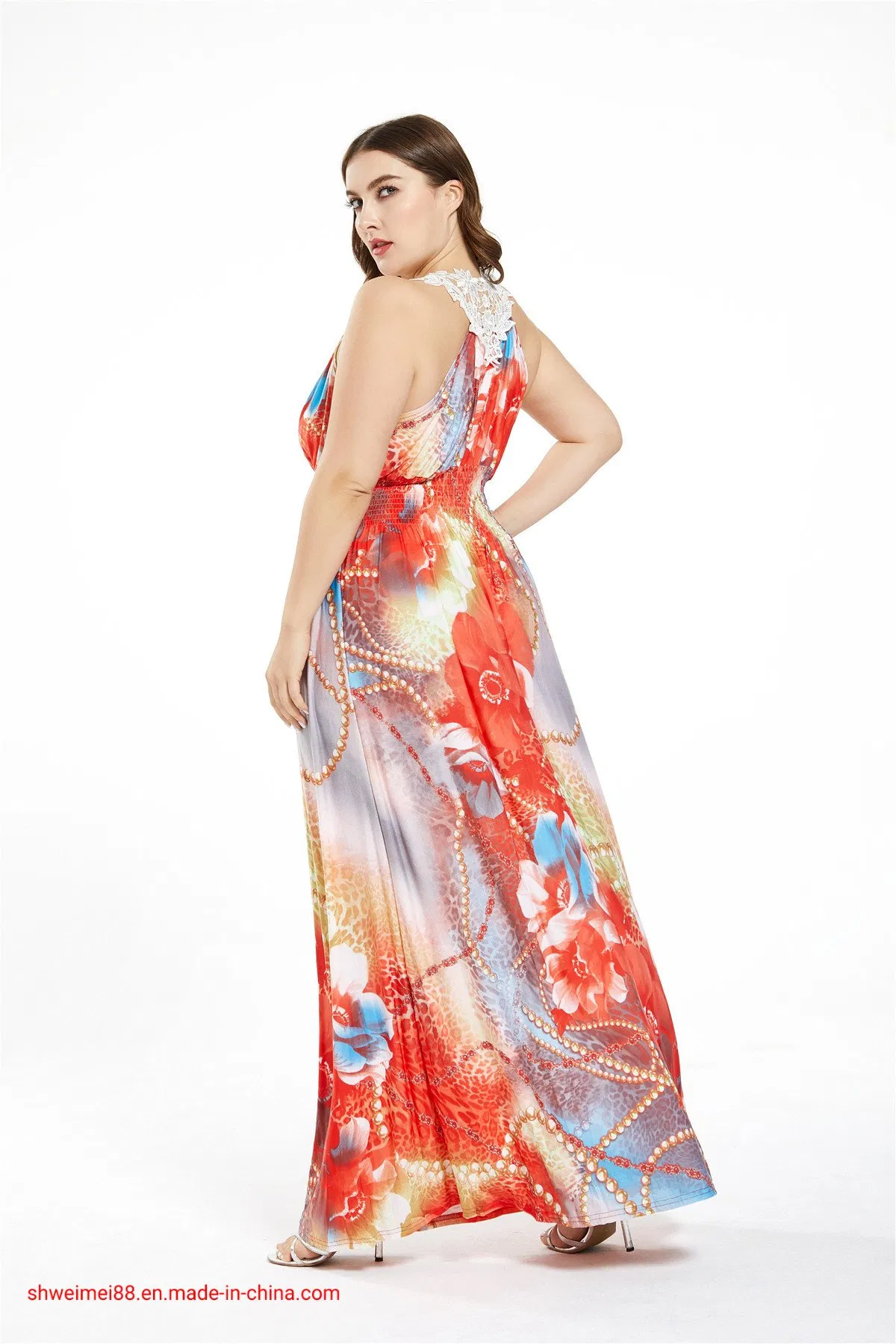 Vestido Maxi Plus Size para Mulheres, Vestidos de Noite Estampados, Vestidos Longos Casuais, Vestido Solto de Praia