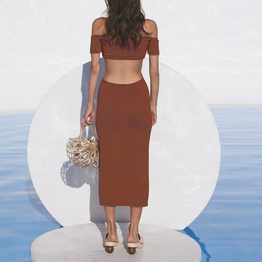 Vestido longo de verão casual, sem mangas, de malha para mulheres