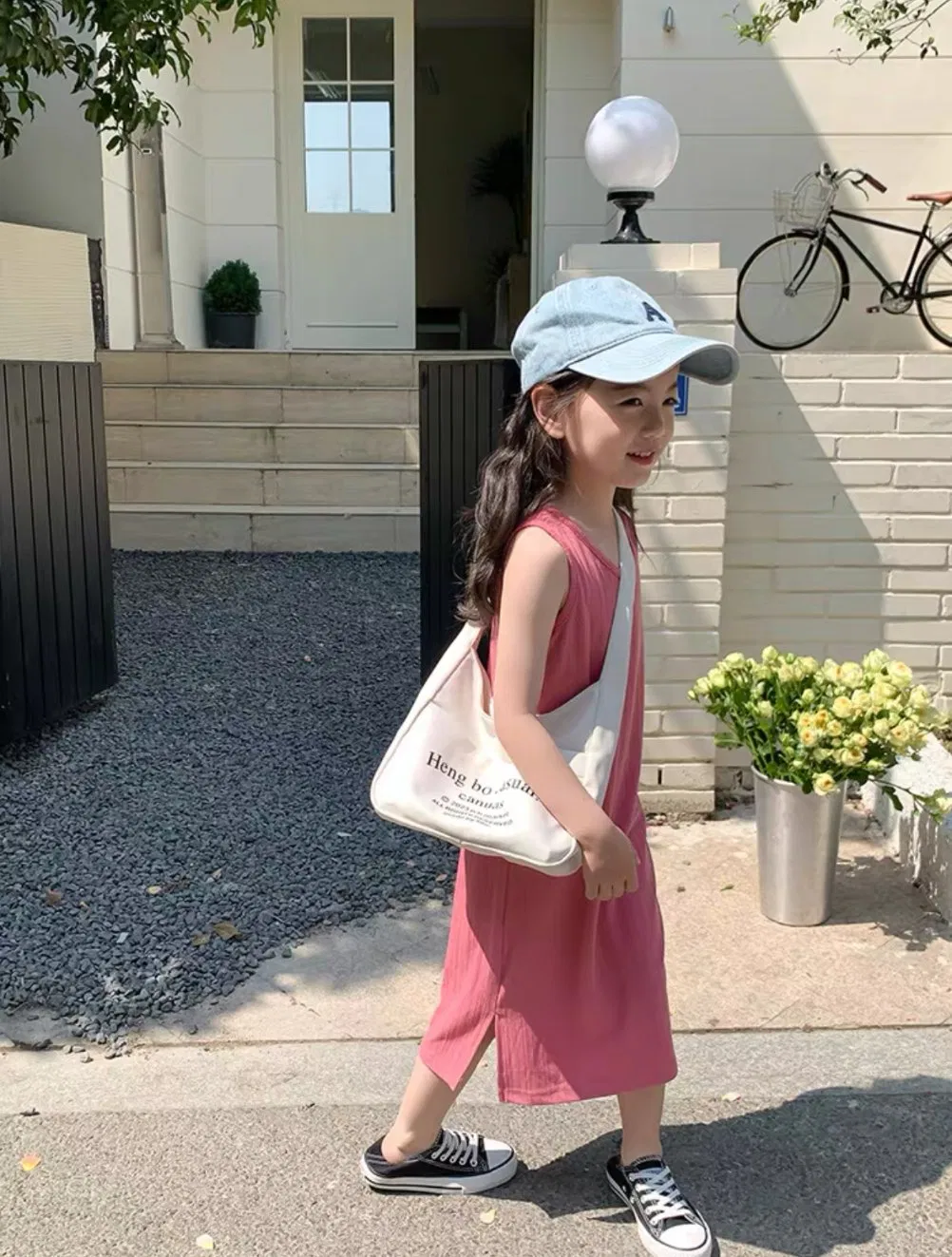 Vestido Casual de Camiseta para Meninas de Verão em Bamboo OEM