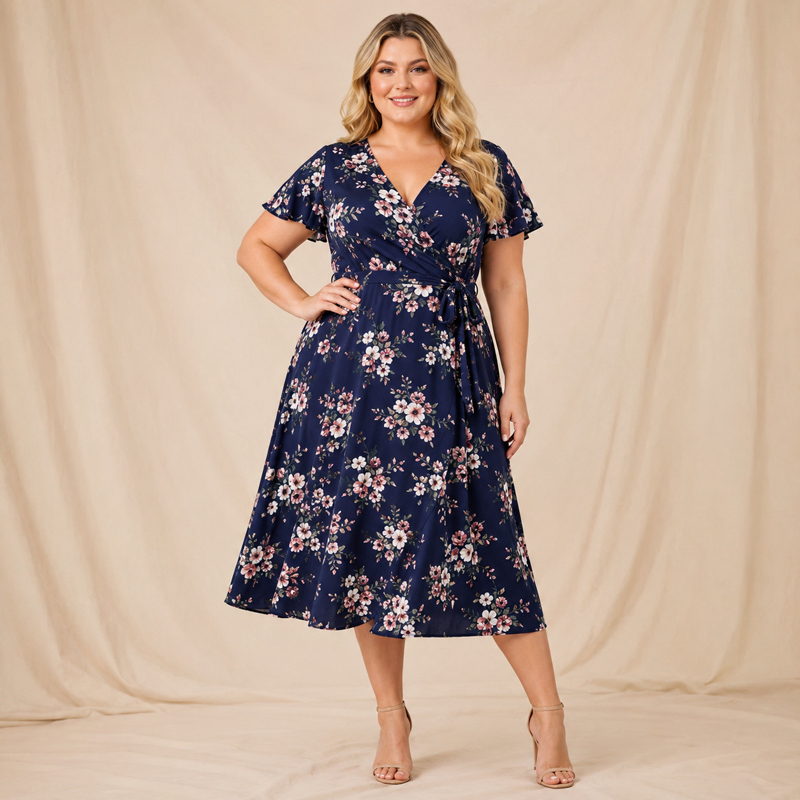 Fornecedor de Vestido Casual Plus Size para Mulheres, Ajuste Solto, para Uso Diário, Viagens e Moda Curvilínea