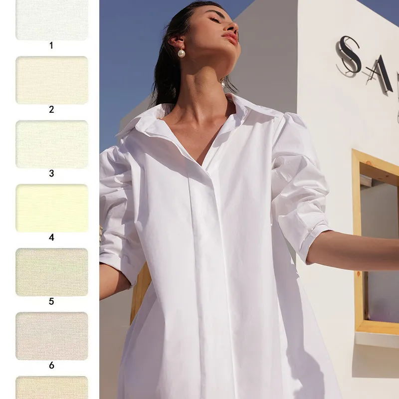 Vestidos Casuais Personalizados de Fábrica para Senhoras Vestido Camisa de Manga Longa