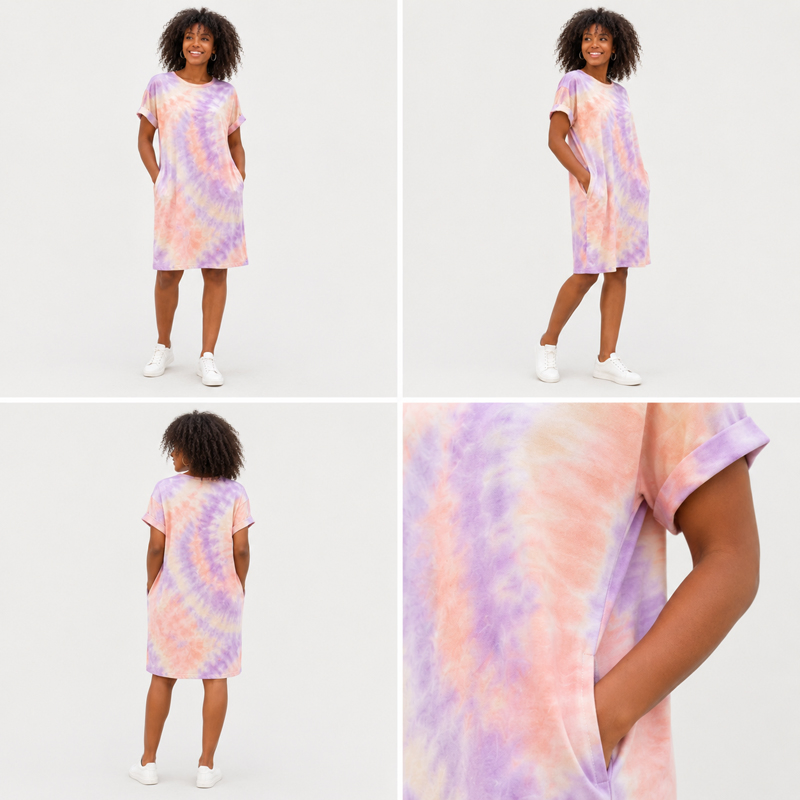 Vestido T-Shirt com Ombro Caído ODM Vestido Casual Relaxado para Loungewear, Streetwear e Lazer