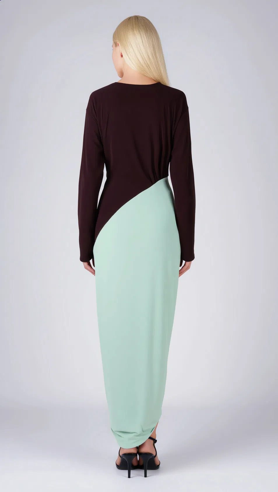 Saia Maxi Longa Elegante de Alta Qualidade em Seda para Mulheres Atacadista Personalizado para Ocasiões Formais Vestido Casual de Verão com Decote em V Francês
