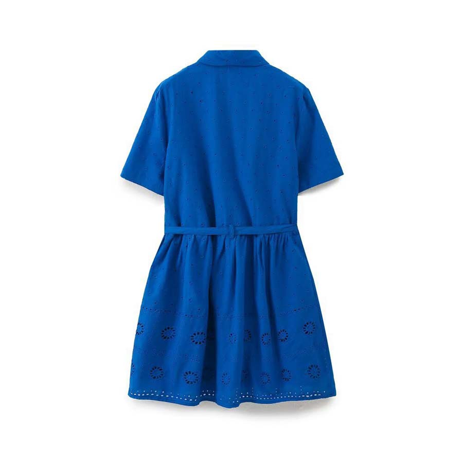 Vestido de viagem para meninas, casual, personalizável, com renda, laser, flor, cor sólida azul marinho