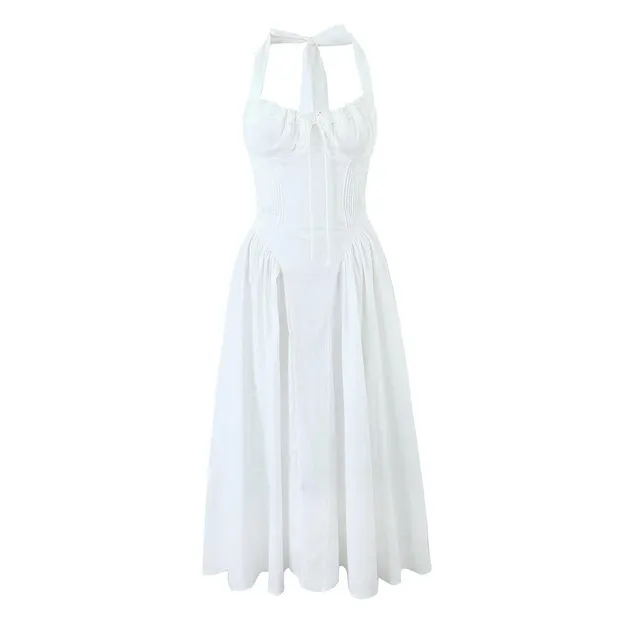 Vestido Casual Floral Sem Mangas para Mulheres em Algodão Respirável Lavável Estilo Modesto Ombro a Descoberto Natural