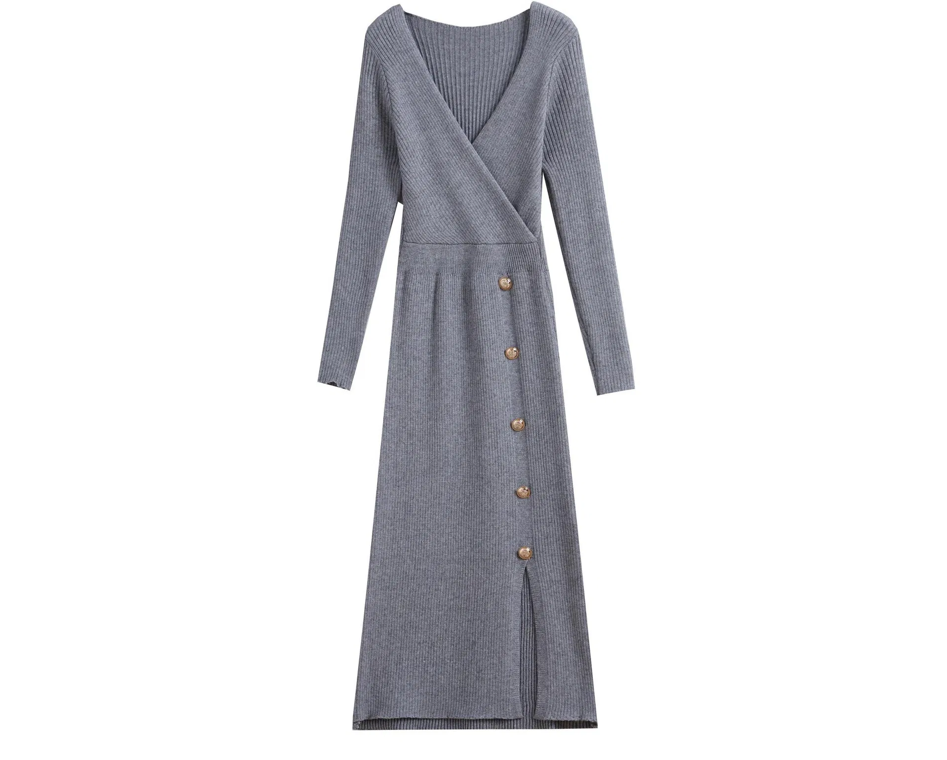 2025 Vestido de Malha Casual Feminino Midi