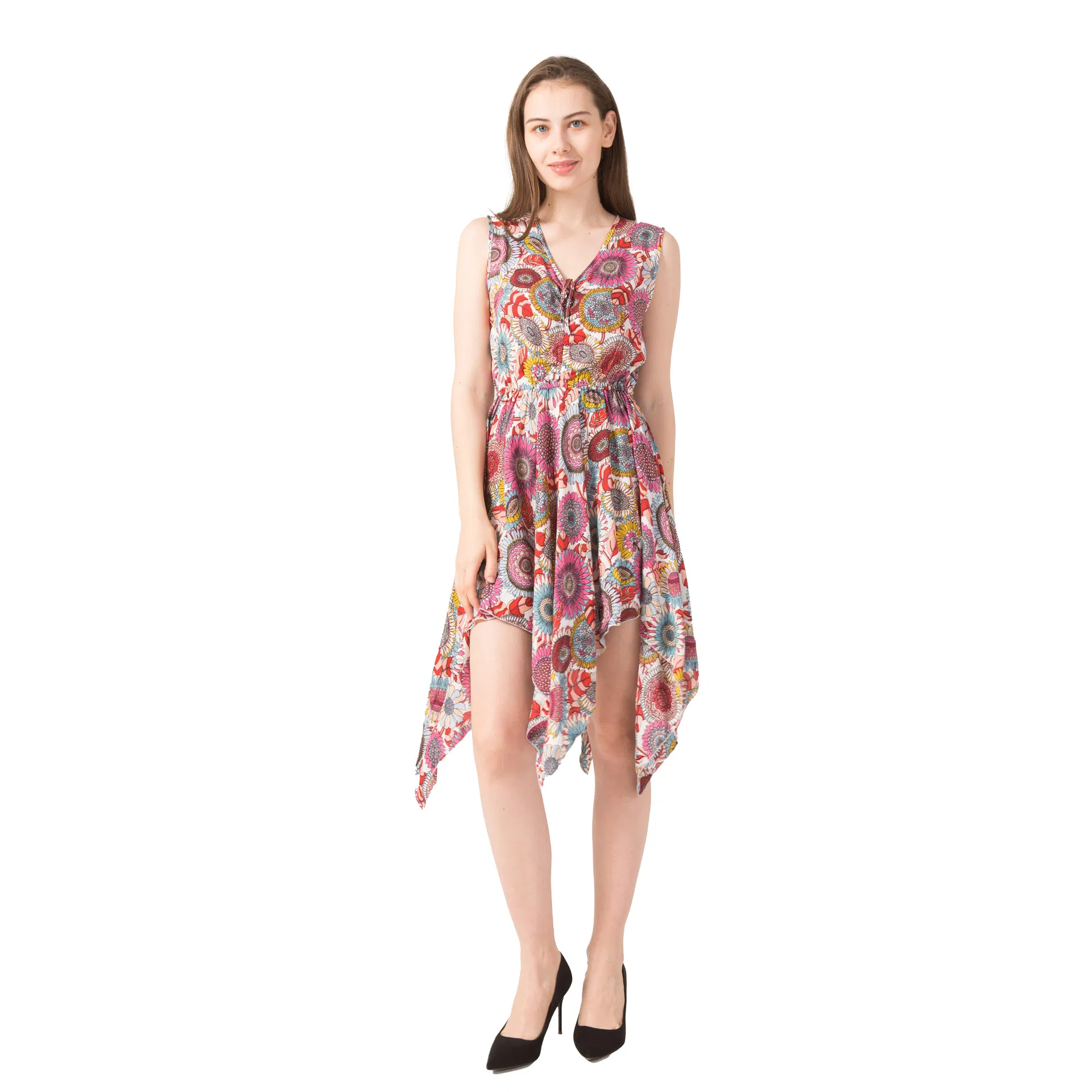 Vestido Casual de Verão com Estampa Floral para Mulheres, Vestido Elegante de Praia Boêmio para Senhoras