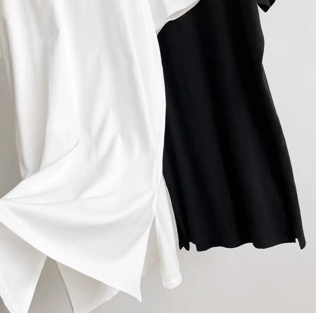 Vestido T-Shirt Casual de Cor Sólida com Mangas Curtas Vestido de Verão Fino Longo