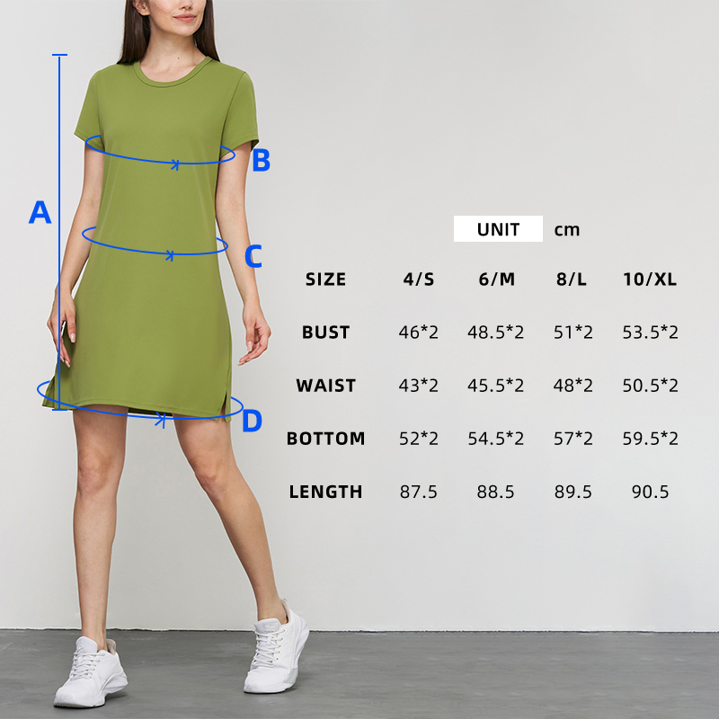 Vestido Esportivo Casual Adulto de Yoga por Atacado para Mulheres, Novo Vestido Esportivo Respirável de Verão com Fenda Lateral, Vestido Solto para Atividades Físicas, Vestido Casual para Treino