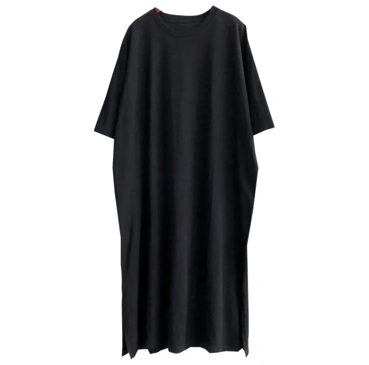 Vestido T-Shirt Casual de Cor Sólida com Mangas Curtas Vestido de Verão Fino Longo