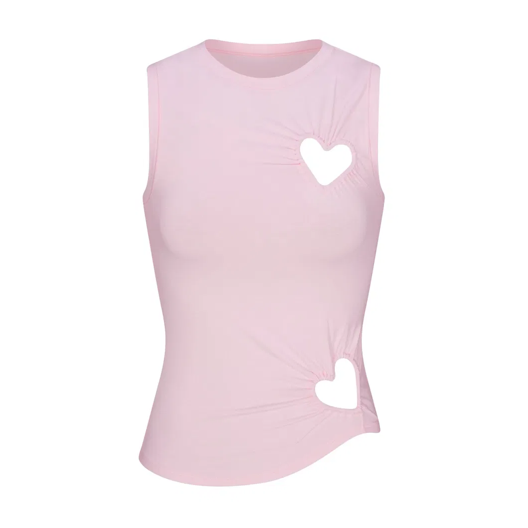 Vestido Mini de Coração em Jersey de Algodão Casual
