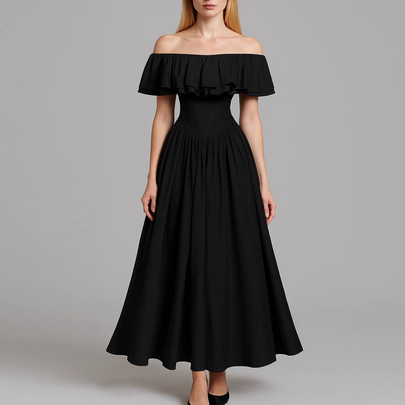 Vestido Casual Feminino Ombro a Descoberto Atacado em Várias Cores