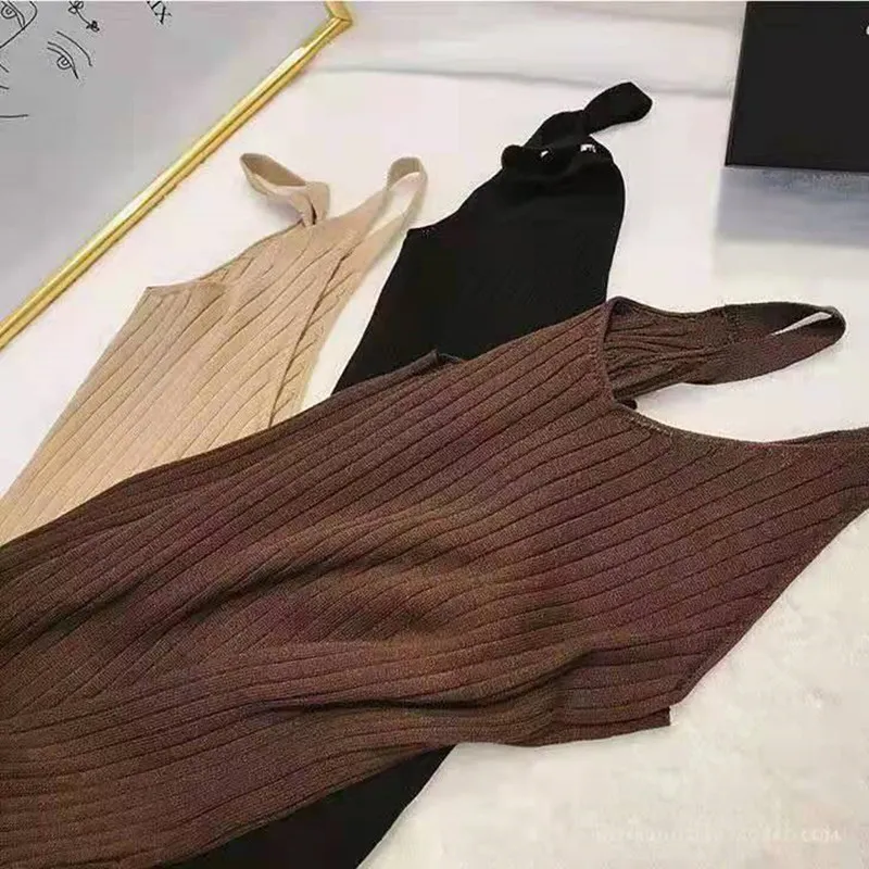 Nova Chegada Vestido Tricotado Feminino Costas Abertas Leve Mistura de Algodão e Linho Tamanho XS-XXL Primavera Verão Casual Vestido Tricotado