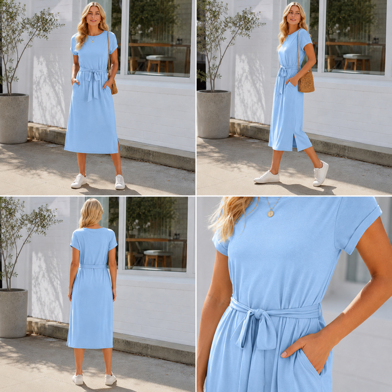 Fornecedor de Vestido Casual Feminino em Tecido de Atacado, Vestido Oversized para Uso Diário, Estilo de Rua e Vestuário Básico